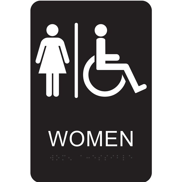 Hy-Ko Braille Women Handicapped Accessible Signs 6" x 9", 3PK A20006 - main